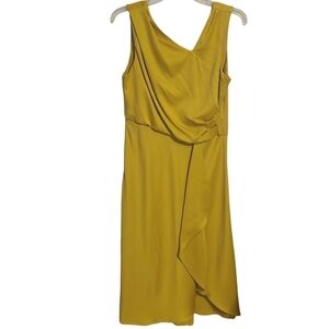 Just...Taylor | Women's Gold V-Neck Asymmetrical Hem Cocktail Dress (Size 16)